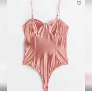 H & M pink rose shimmery body suit